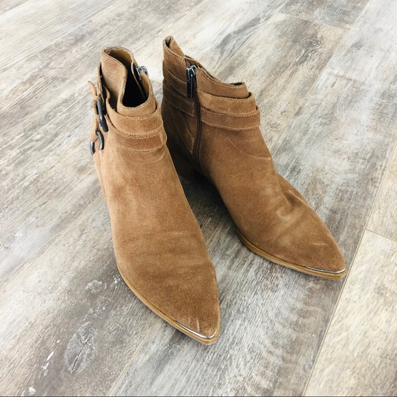 Tan Suede Ankle Booties - Picture 3 of 8